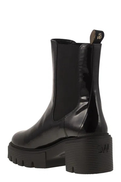 Stuart Weitzman Soho Chelsea - Leather Ankle Boot With Midsole In Black