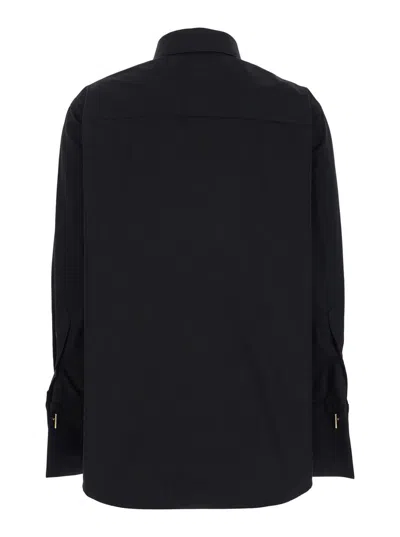 Rohe Black Double Cuff Shirt With Gold Colored Details In Cotton Woman In Black