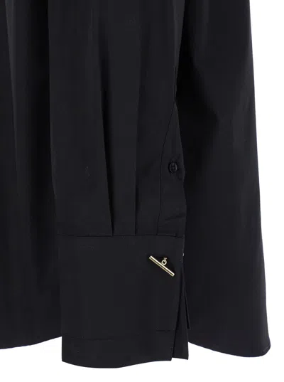 Rohe Black Double Cuff Shirt With Gold Colored Details In Cotton Woman In Black