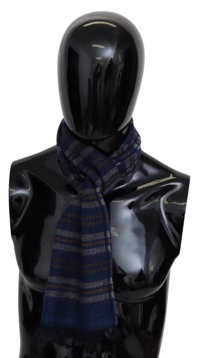 Missoni Gray Wool Unisex Neck Wrap Shawl Fringes Logo Scarf