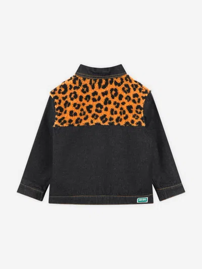Kenzo Kids Leopard Denim Jacket In Black