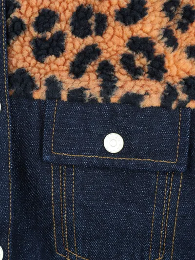 Kenzo Kids Leopard Denim Jacket In Black