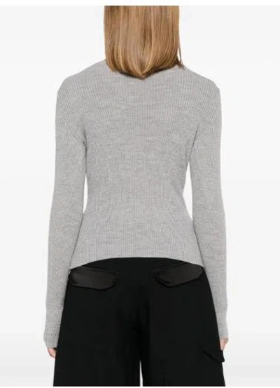 Giuseppe Di Morabito Square Neck Chain Detail Fitted Sweater In Grey