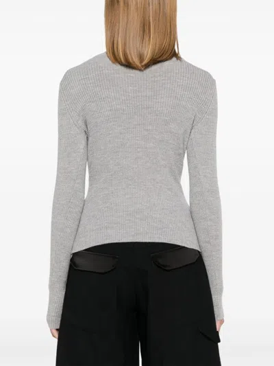 Giuseppe Di Morabito Square Neck Chain Detail Fitted Sweater In Grey