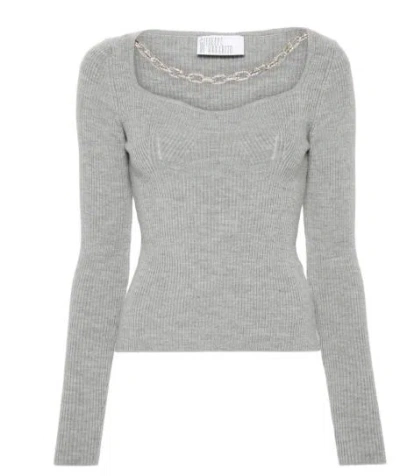 Giuseppe Di Morabito Square Neck Chain Detail Fitted Sweater In Grey