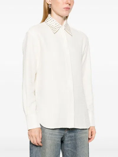 Golden Goose Ivory Shirt With Jacquard Pattern In Papyrus