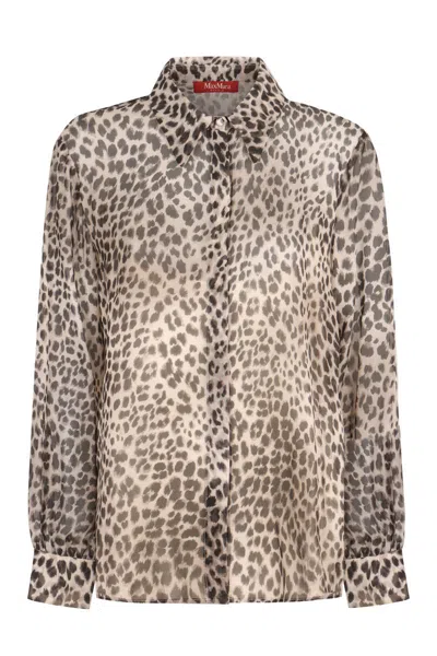 Max Mara Valzer Sheer Animal-print Shirt In Multicolor