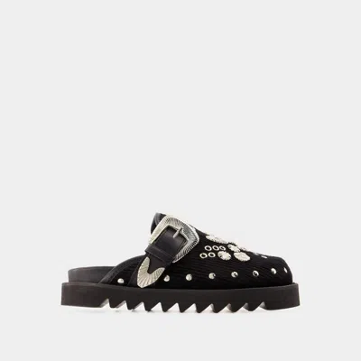 Toga Studded Faux-fur Mules In Black