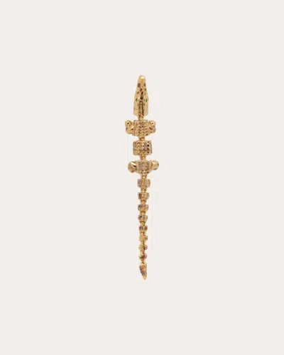 Bibi Van Der Velden 18kt Yellow Gold Alligator Vertebrae Bite Tsavorite Single Earring In Gold