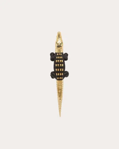 Bibi Van Der Velden Women's Alligator Bite Large 18k Gold Studded Ebony Diamond Single Earring In Gold