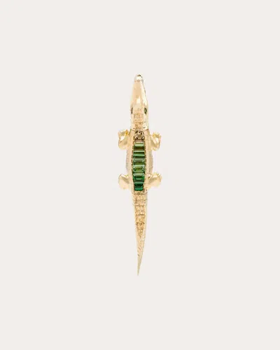 Bibi Van Der Velden Women's Alligator Bite 18k Gold Tsavorite And Sapphire Single Earring In Gold/green