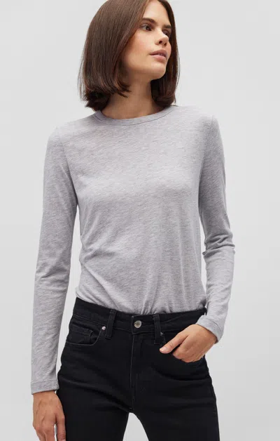 Mavi Long Sleeve Crew Neck T-shirt In Snow Grey Melange In Grey