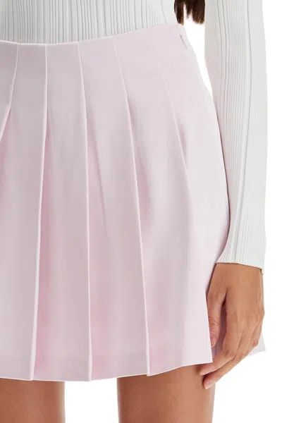 Shop Self-portrait Pleated Satin Mini Skirt In Pink