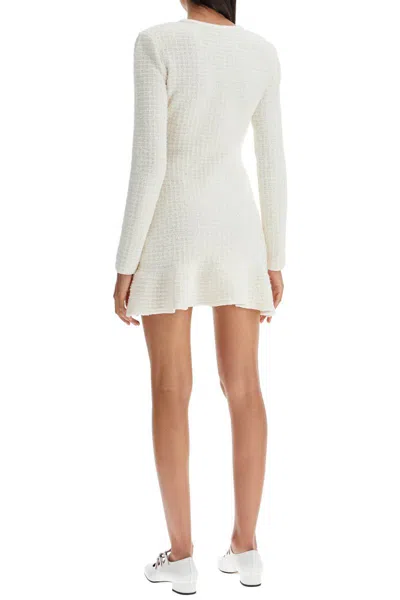 Shop Self-portrait Textured Knit Mini Dress With Eight In White