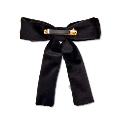 Lele Sadoughi Jet Pearl Embellished Antoinette Bow Barrette