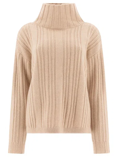 Max Mara Vitalba Wool-blend Turtleneck Sweater In Beige