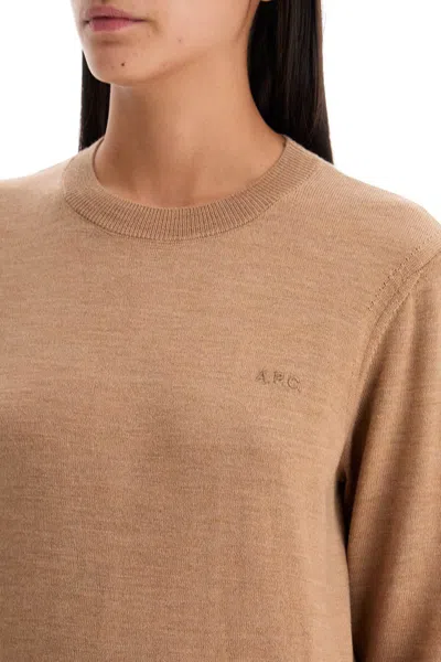 Shop Apc Wool Crewneck Pullover In Beige