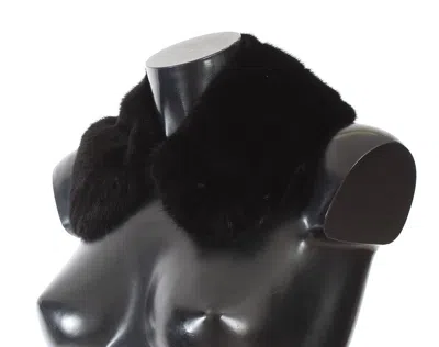 Dolce & Gabbana Elegant Black Mink Fur Shoulder Wrap Scarf In Black