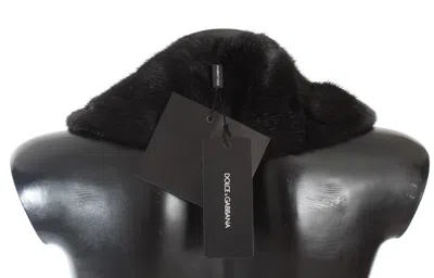 Dolce & Gabbana Elegant Black Mink Fur Shoulder Wrap Scarf In Black