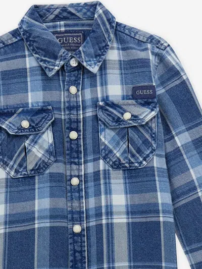 Guess Boys Cotton Twill Shirt In White