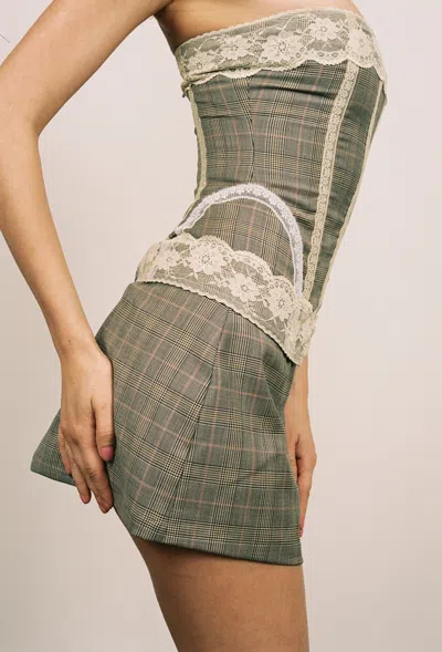 Fw24 Libra Corset In Brown Check