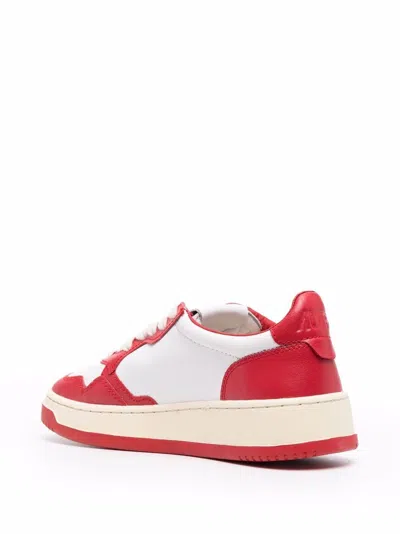 Autry Pink And White 'medalist' Low Top Sneakers