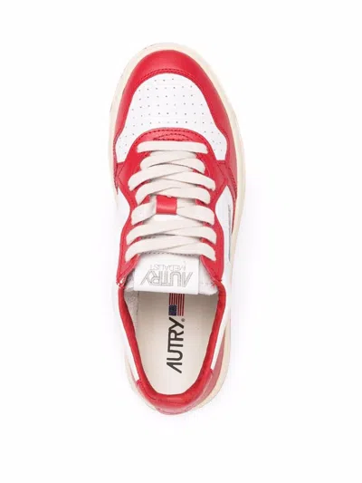 Autry Pink And White 'medalist' Low Top Sneakers