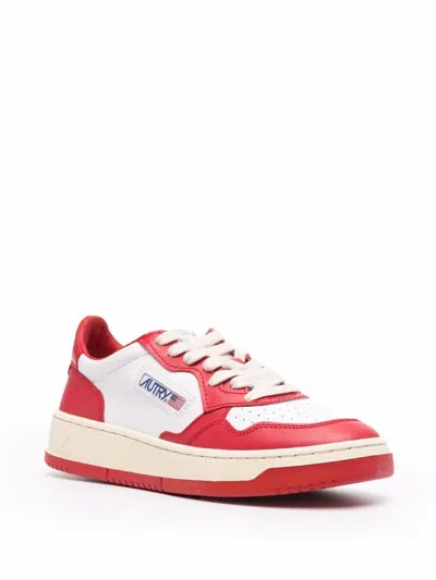 Autry Pink And White 'medalist' Low Top Sneakers