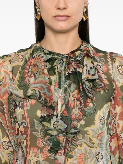 Etro Ruffled Floral-print Silk-crepon Blouse