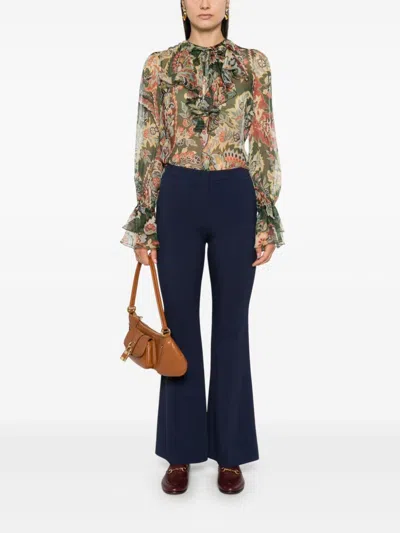 Etro Ruffled Floral-print Silk-crepon Blouse