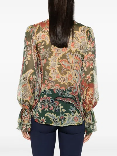 Etro Ruffled Floral-print Silk-crepon Blouse