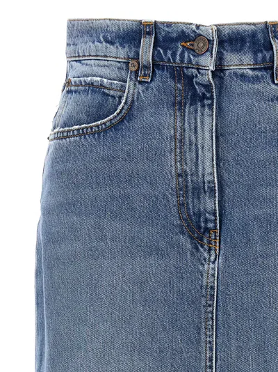 Fortela Long Back Slit Denim Skirt In Classic Wash