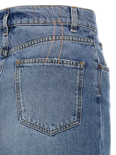 Fortela Long Back Slit Denim Skirt In Classic Wash