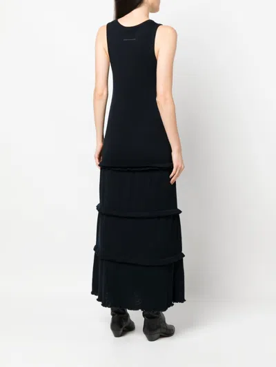 Mm6 Maison Margiela Ruffled Ribbed Wool-blend Maxi Dress