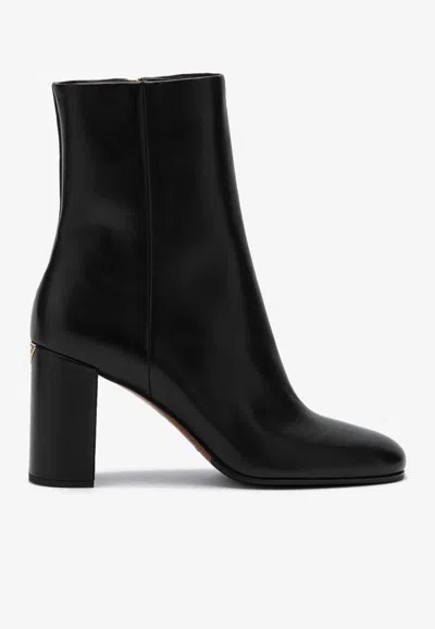 Shop Prada 85 Leather Mid-calf Boots In Black