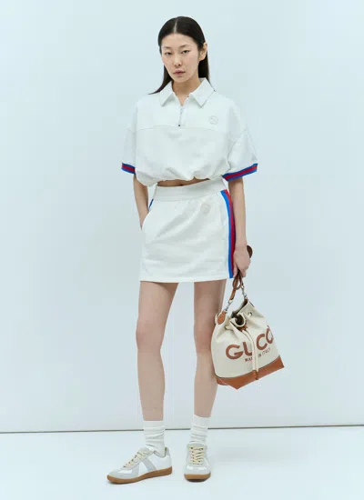 Gucci Women Jersey Mini Skirt With Web Stripe In White