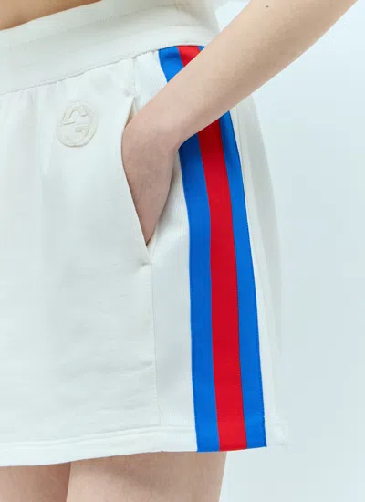 Gucci Women Jersey Mini Skirt With Web Stripe In White