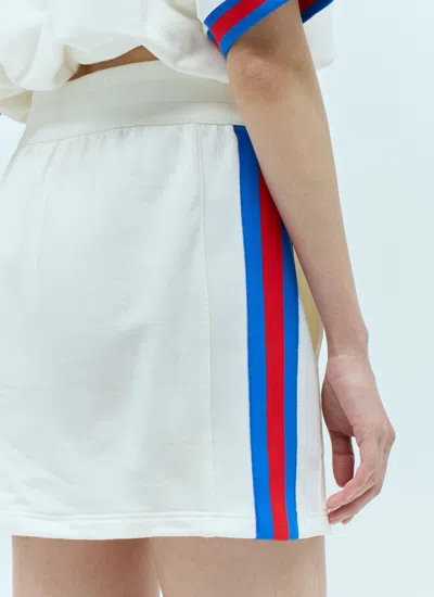 Gucci Women Jersey Mini Skirt With Web Stripe In White