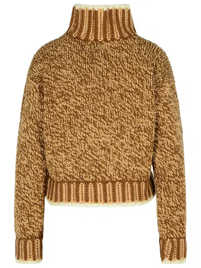 Moncler Patterned Wool Turtleneck Sweater In Brown