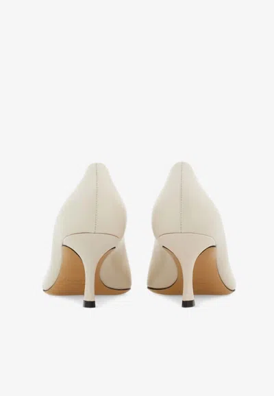 Ferragamo Bria 60 Cap-toe Pumps In Calf Leather In Multicolor