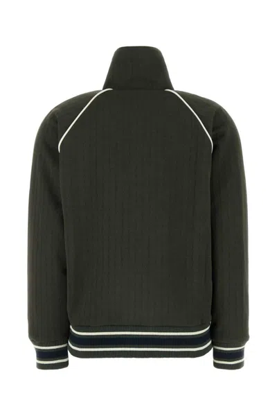 Golden Goose Quilted Black Jacket With High Collar And Striped Detailing In Green