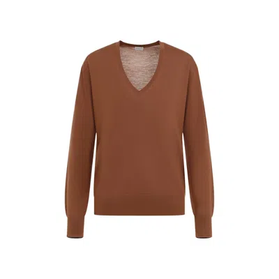 Dries Van Noten Tuomas Pullover In Fine Merino Wool In Brown
