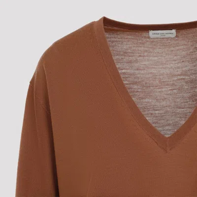 Dries Van Noten Tuomas Pullover In Fine Merino Wool In Brown