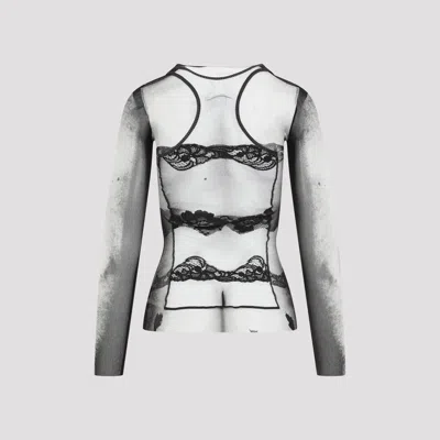 Jean Paul Gaultier Body Lace Mariniere Top In Multi