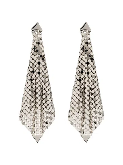 Rabanne Silver Mesh Drop Earrings In Grey