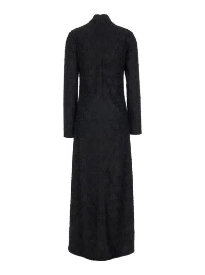 Rohe Black Turtleneck Dress With Fringes All-over In Black