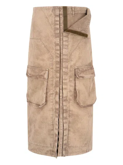 Y/project Maxi Cargo Skirt In Brown Cotton In Pink