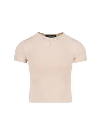 Y/project "y Chrome Baby" Logo T-shirt In Beige