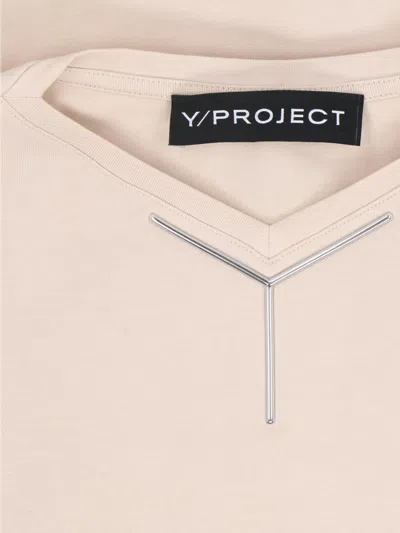 Y/project "y Chrome Baby" Logo T-shirt In Beige