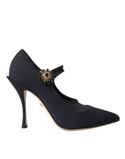 Dolce & Gabbana Black Socks Stretch Crystal Pumps Shoes